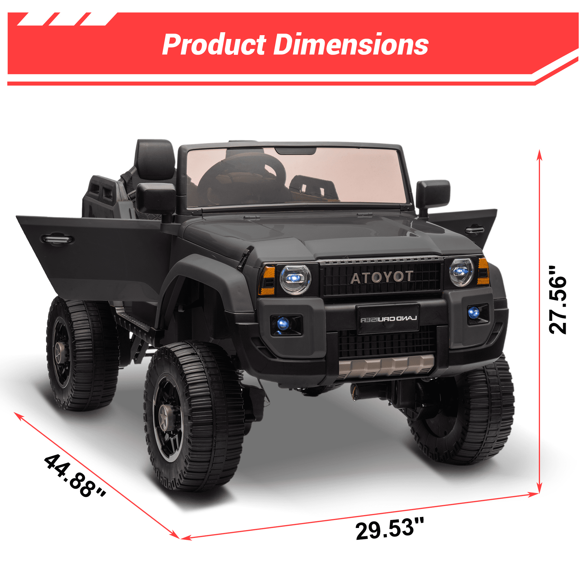 CazToi 24V 2-Seater 4WD/2WD Switchable Motors Licensed Toyota Ride On Car for Kids