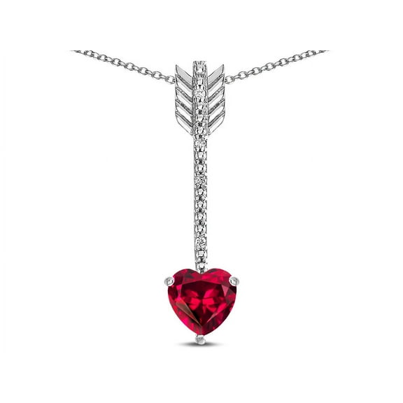 Star K� 6mm Created Ruby Heart Arrow Bar Pendant Necklace
