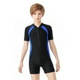 thumbnail image 4 of Rhuody boys swim set 3-7 Years Relax Fit Short sleeve Zipper Onepiece swimwear Solid color Surfing Suit Diving Suit Blue, 4 of 4