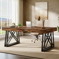 thumbnail image 5 of Tribesigns Large Computer Desk, 63-Inch Writing Desk with Sturdy X-Shaped Legs for  Home Office, Rustic Brown & Black, 5 of 5