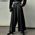 thumbnail image 4 of INCERUN 2024 Pantalones de estilo coreano para hombre, pantalones de pierna recta de cintura alta y lisos, pantalones casuales de calle, pantalones sencillos que combinan con todo, tallas S-5XL, 4 of 5