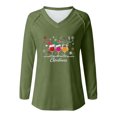 thumbnail image 4 of EchfiProm Tops for Women Green Christmas Outfits V Neck Long Sleeve Xmas Merry and Bright Graphic Females T Shirts, 4 of 6