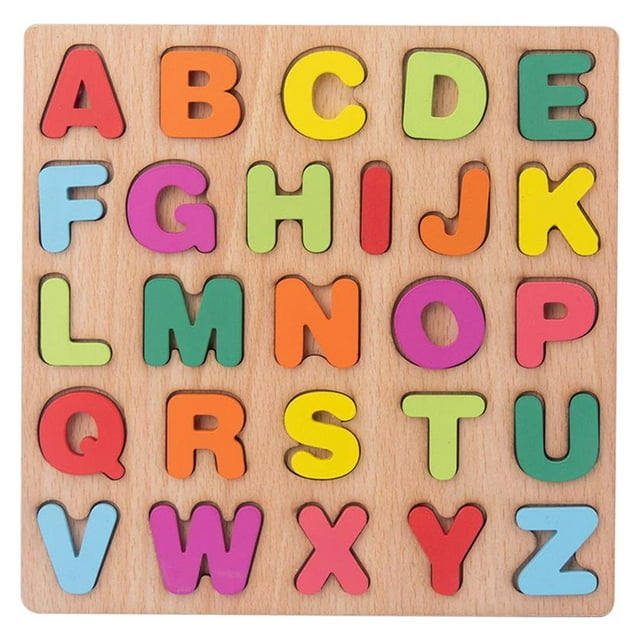 TISHITA Colorful Wood ABC Alphabet Puzzle Board Early Learning Developmental Teaching Aids Motor Skill Activity Party Toys Birthday Gift
