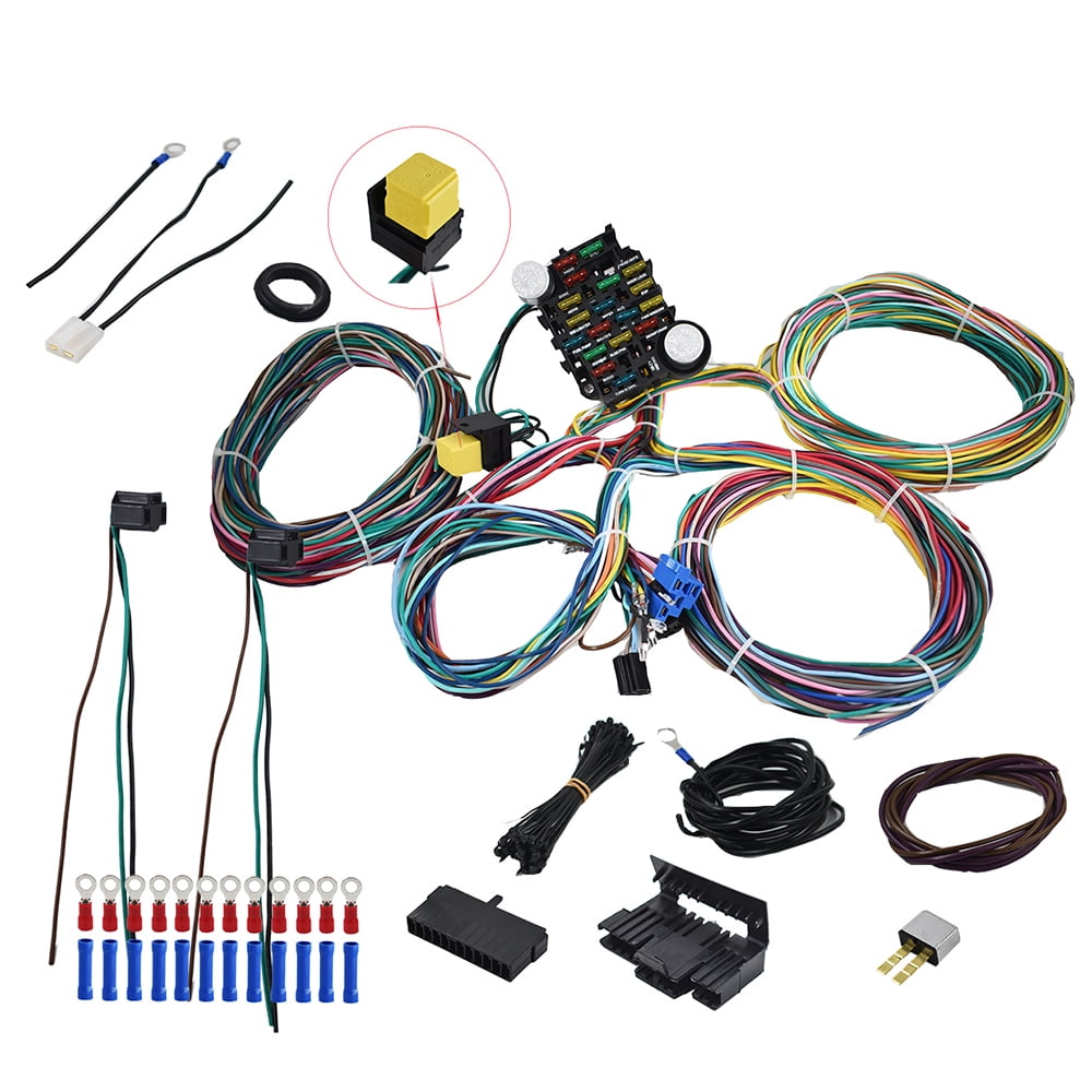 LABLT Wiring Harness Kit Universal 21 Circuit Replacement for Ford