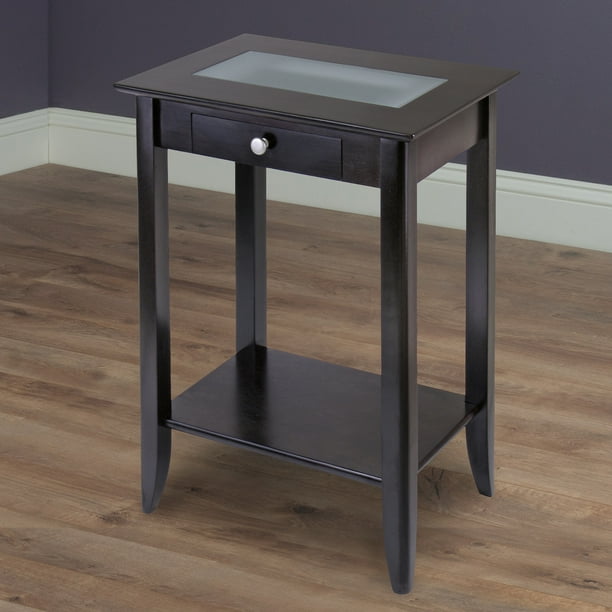 Winsome Wood Syrah Ta;; Accent Table with Frosted Glass, Espresso