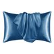 thumbnail image 1 of Deconovo Juego de 2 fundas de almohada King de satén y seda, azul marino claro, con cierre de sobre, protector de lujo para el cabello y la piel., 1 of 8
