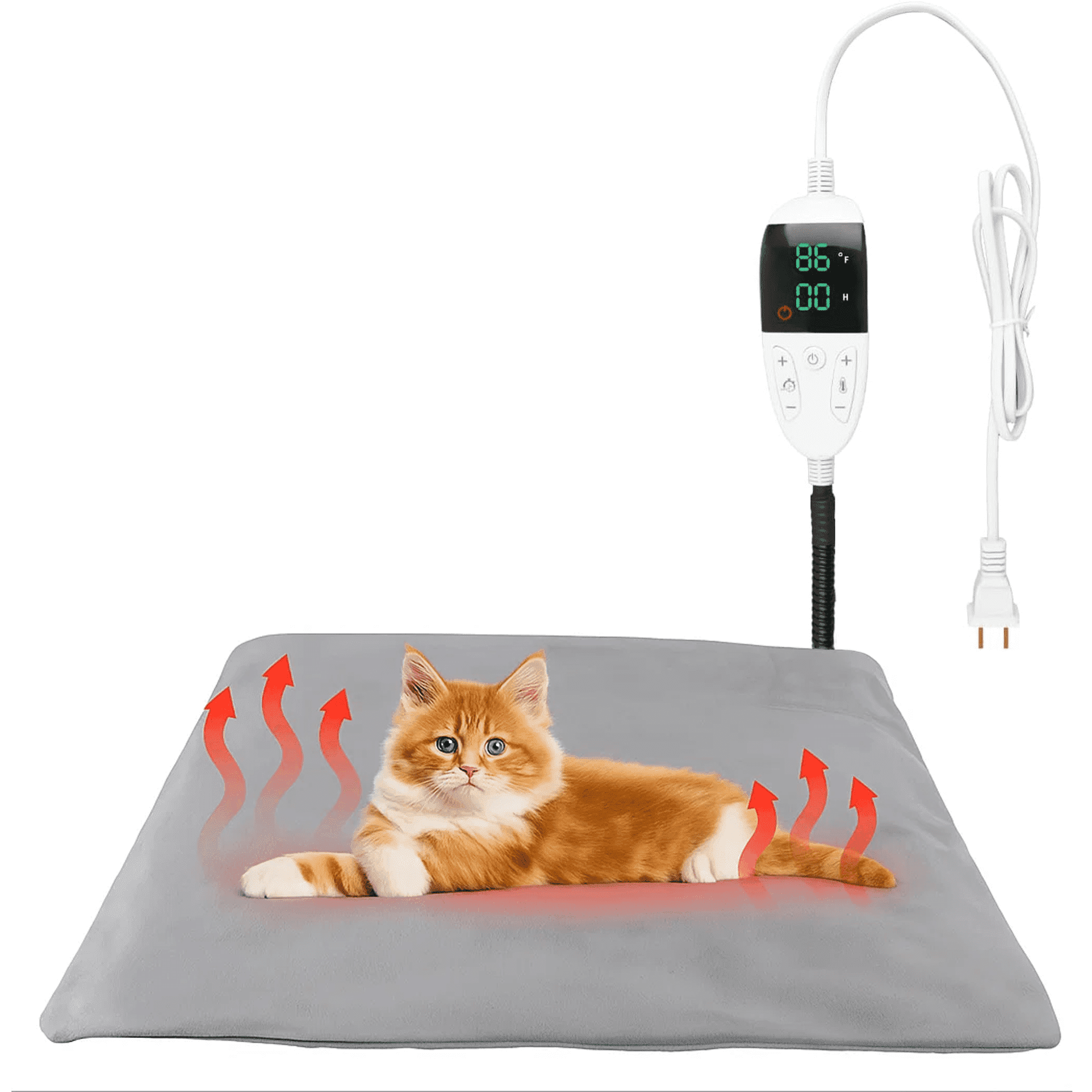 Cat Bed OEIKPFN Heated Cat Bed for Indoor Cats & Small Dogs Waterproof Dog Bed 17.7 x17.7 Gray