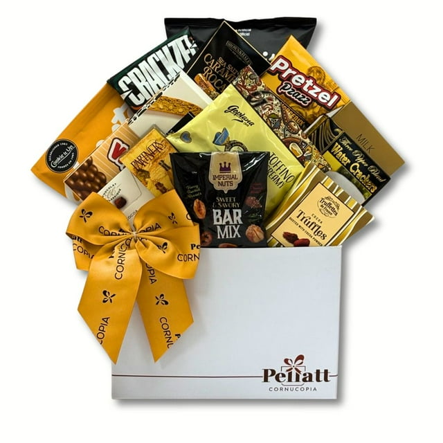 Panier-cadeau de Tentation Sucrée avec Croustilles, Noix, Biscuits et Plus