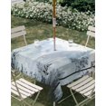 thumbnail image 3 of Square Outdoor Tablecloth with Umbrella Hole Foggy Forest Outside Table Cloth Waterproof Patio Table Cover Vintage Mountain Botanical Zipper Tablecloths for Picnic Party Camping 60x60 Inch, 3 of 8