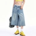 thumbnail image 2 of Wangmeiwg Women's Casual Cropped Wide Leg Pants Comfortable Loose Fit Denim Capri Trousers For Everyday Wear Spring Summer Fall Pant for Women Casual, 2 of 5