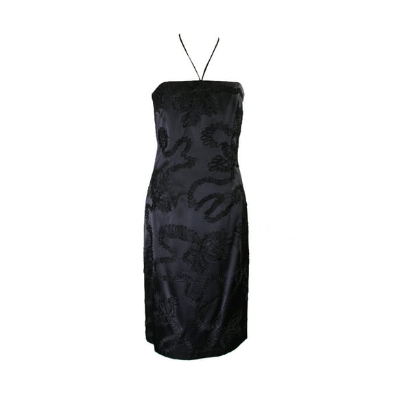 Laundry By Shelli Segal Womens Black Strapless Applique Cocktail Dress 12