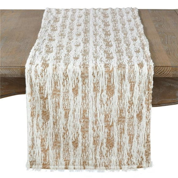 SARO 2323.GL1672B Faux Fur with Brushed Metallic Foil Print Runner - Gold