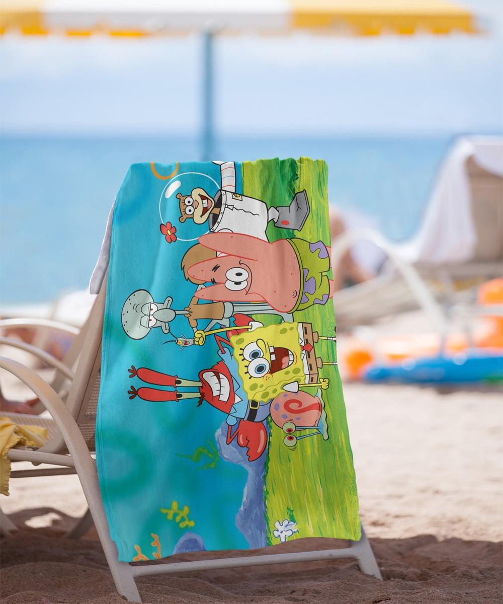 Spongebob Beach Towel, 30"x60", Spongebob Group Scene