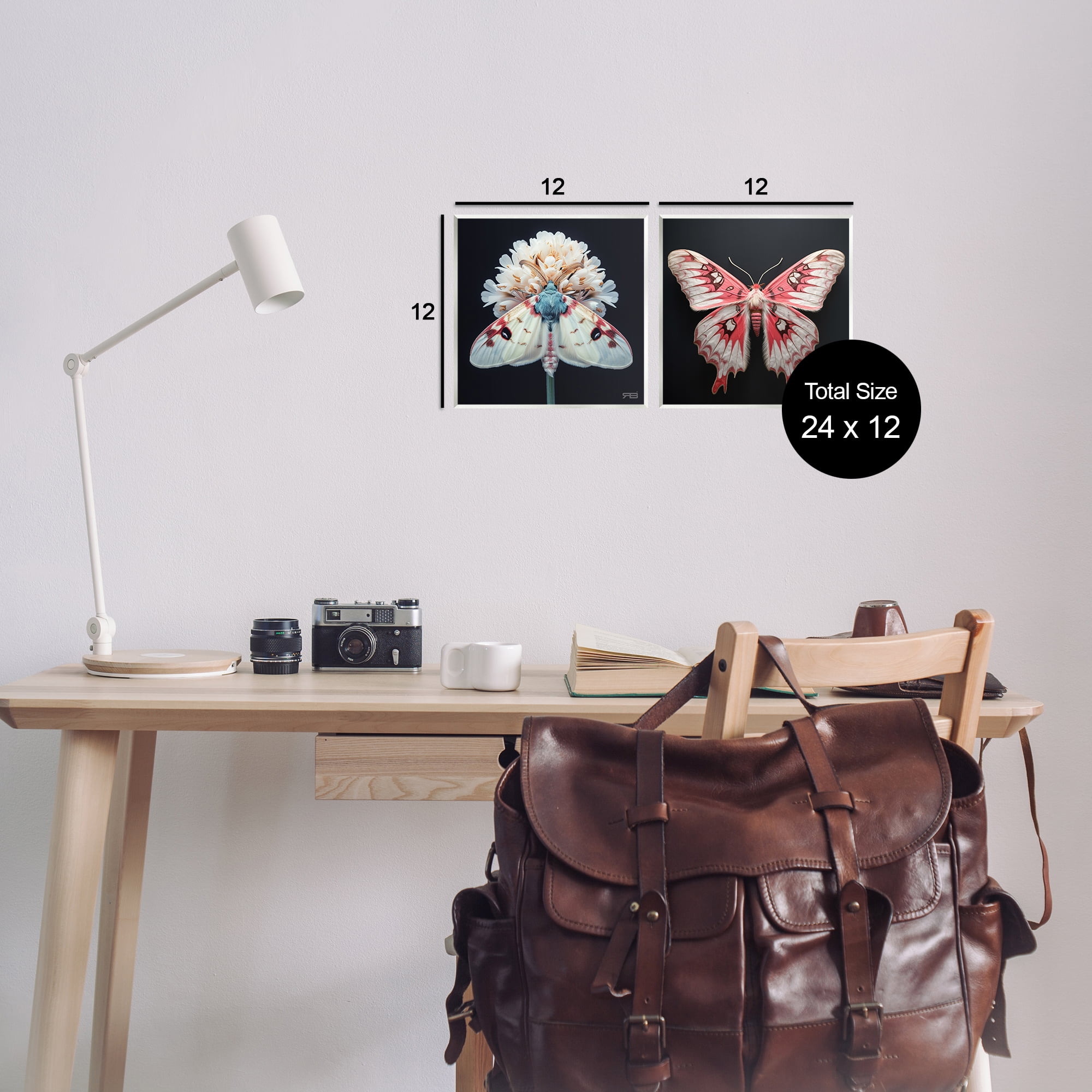 Stupell Industries Detailed Pink Moths Flower Animals Painting Unframed Art Print Wall Art, 12 x 12, Set of 2