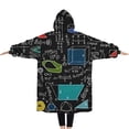 thumbnail image 2 of Oversized Wearable Blanket Hoodie,Math Equations Symbols Black Pattern Sherpa Blanket Hoodie with Super Pockets,Super Warm Fuzzy Pullover for Women & Men, 2 of 6