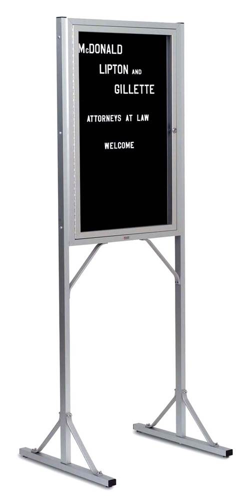 Standing Black Felt Glass Enclosed Bulletin Board (36 in. x 24 in