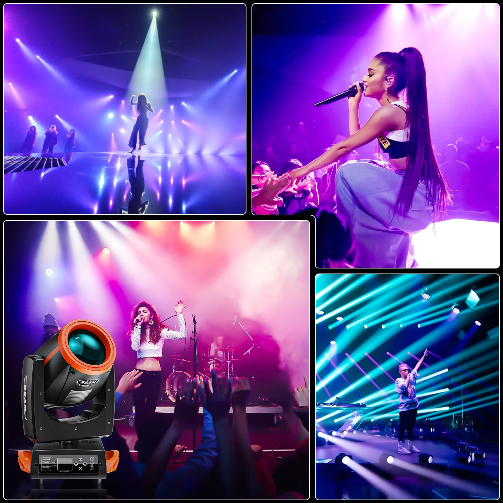 7R 230W Beam Sharpy Moving Head DJ Lights,2pack LED Stage Light 17 Gobos and 14 Colors DMX512 Control for Wedding Disco Club Lighting Party Christmas,Orange