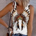 thumbnail image 2 of Raeneomay Off Shoulder Tops for Women Women's Retro Ethnic Style Feather Tassels Printed Sleeveless Tank Tops, 2 of 5