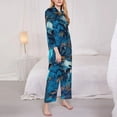 thumbnail image 3 of Fotbe Blue Iceberg Leaf Wolf Conjunto de Pijama de Manga Larga para Mujer con Estampado, Ropa de Dormir de 2 Piezas, Conjunto de Casa Suave y Cómodo con Bolsillos-Medium, 3 of 7