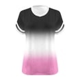 thumbnail image 7 of BRGZLK Plus Size Women Tops Summer Ombre V Neck Short Sleeve Stripe Tees Trendy 2026 Casual Loose Fit Basic Pollover T-Shirt White 4XL, 7 of 7