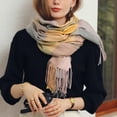 thumbnail image 6 of Prolriy Scarf for Women Autumn and Winter Colorful Plaid Shawl Thickening Warm Fringe Scarf Womens Scarf A, 6 of 8