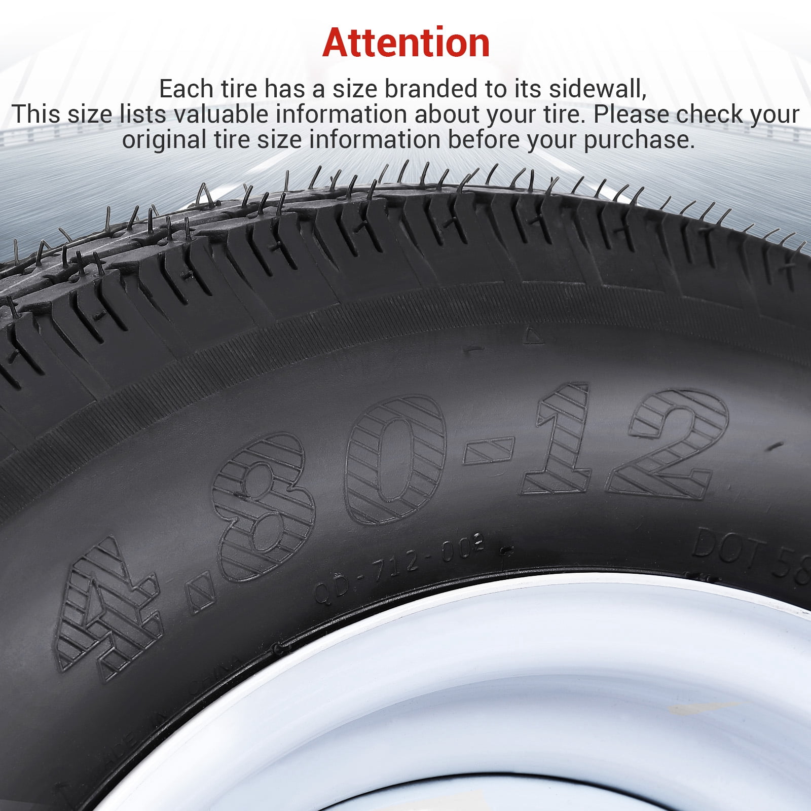 COZONY 2 Pack Trailer Tire on Rims, 6PR，4.80-12，12" Rims 5 Lug White Spoke Wheel, Load Range C,Rubber