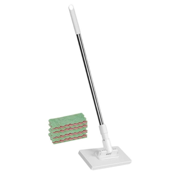 Pressure Clamping Wiper for Floor Cleaning with Automatic Cloth Change and Reusable Microfiber Towels – Hands-Free One-Button Operation Smart Wipe System for Living Room Hallway and Bathroom