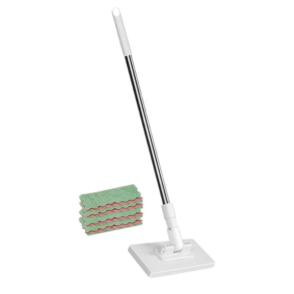 Pressure Clamping Wiper No Hand Washing ONE Button To Change Automatic Clamping Cloth Floor Wiper With Reusable Microfiber Towels