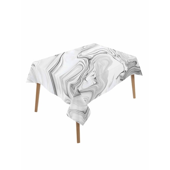 White Gray Marble Table Cloth, Modern Minimalist Abstract Texture Waterproof Tablecloth for Rectangle Tables, Reusable Washable Fabric Table Cover for Restaurant Kitchen Dining Tables 60"x102"