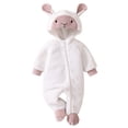 thumbnail image 3 of Otqutp Toddler Infant Plush Zip Up Hooded Romper Animal Lamb Long Sleeve Jumpsuit Unisex Baby Warm Fall Winter One Piece Outfit, 3 of 7
