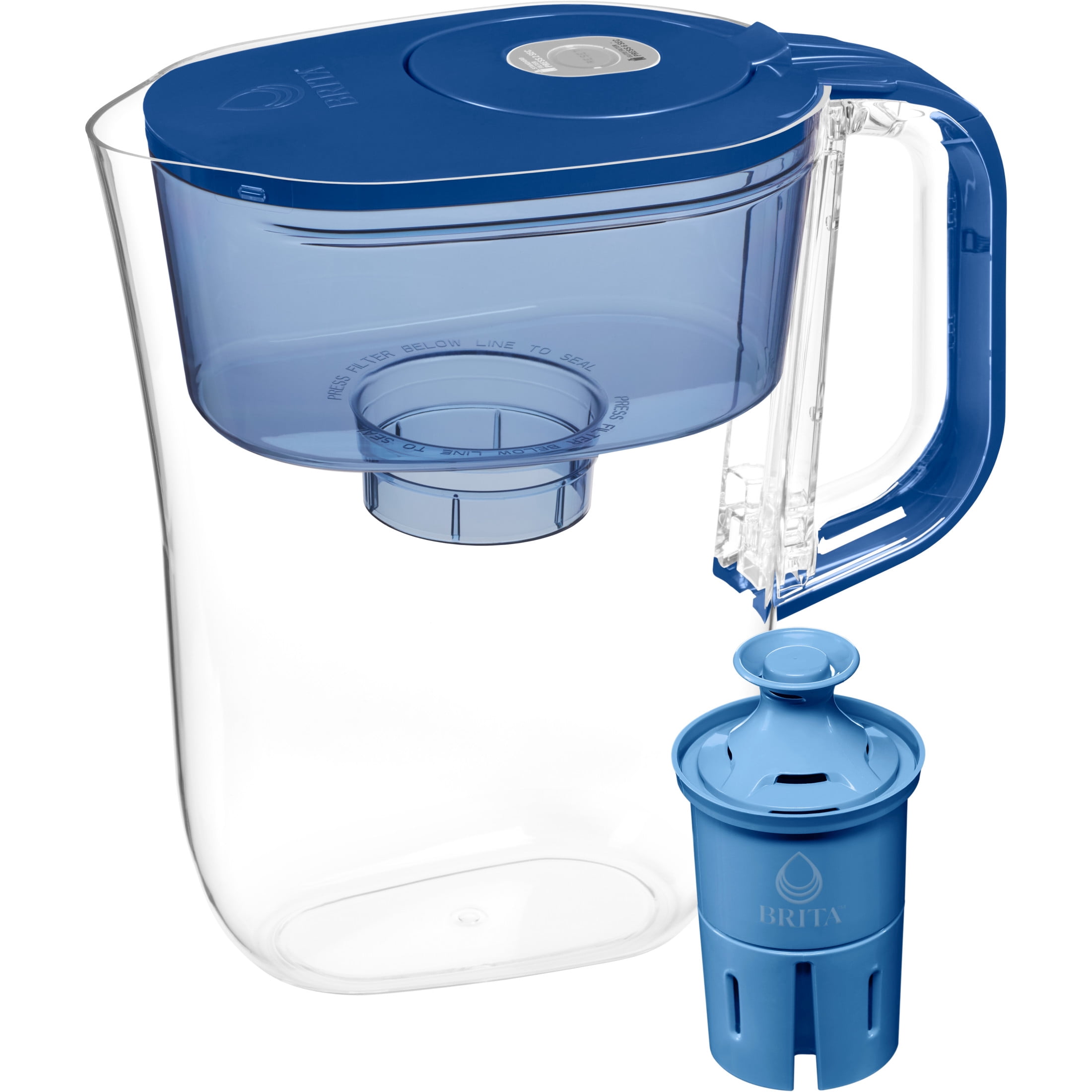 Brita 6 Cup Small Plastic Water Filter Pitcher, Mazarine, Blue, BPA Free with 1 Brita Elite Filter