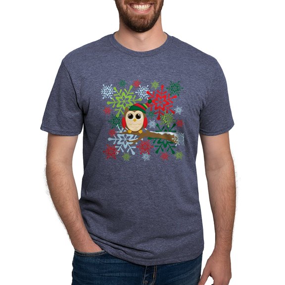 CafePress - Christmas Owl Men's Deluxe T Shirt - Mens Tri-blend T-Shirt