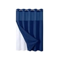 thumbnail image 2 of Waffle Weave Double Layer Shower Curtain, Waterproof Polyester Fabric Bathroom Curtain with Detachable Liner & Metal Grommets, No Hook Installation, Quick-Dry, Machine Washable, 72 x 36 Inches, 2 of 6