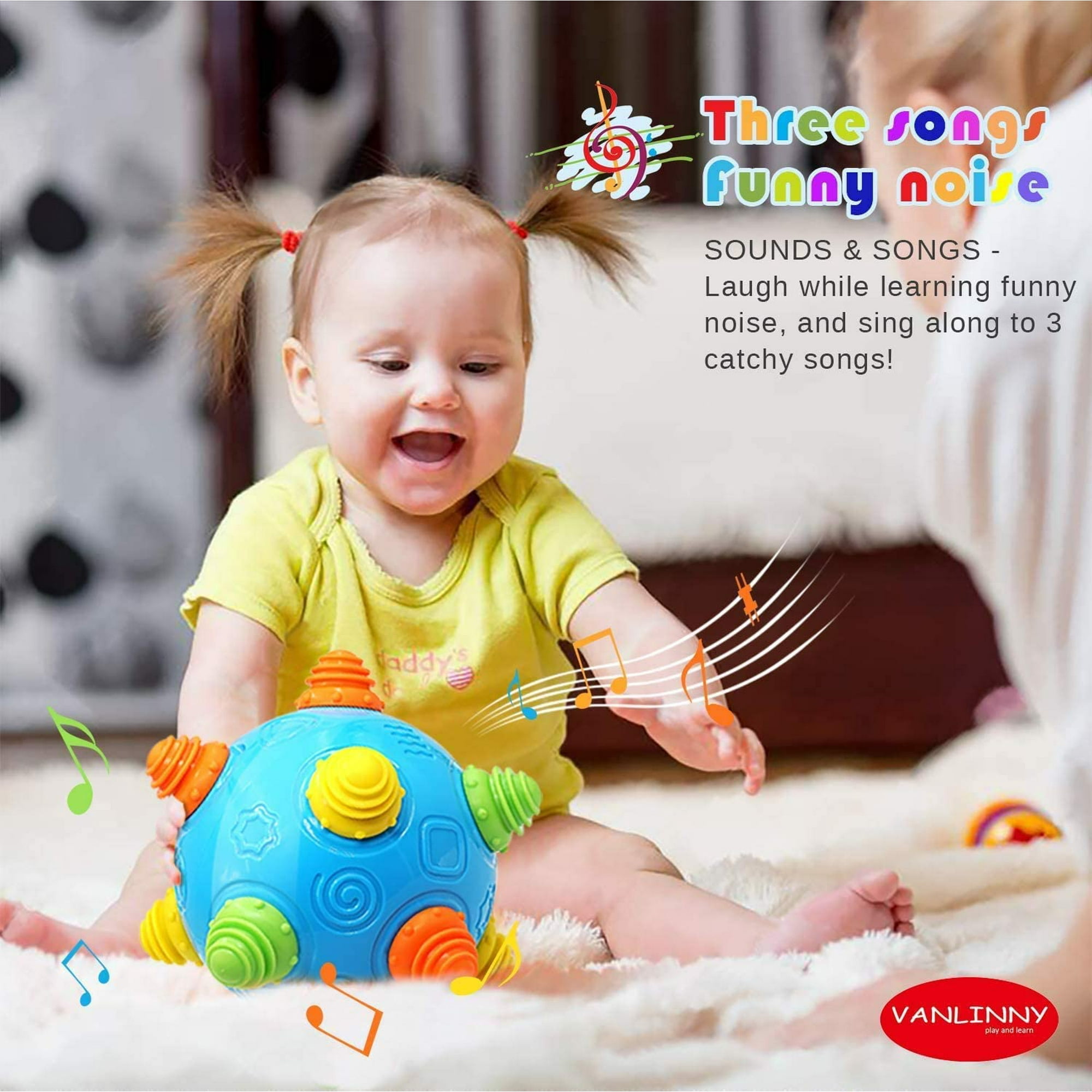 Toddlers Baby Music Shake Ball Toy Bumble Ball for Babies Dancing Bumpy Interactive Sounds Crawl Ball Toy Best Bouncing Sensory Learning Ball Gift Toys for 1 2 3 4 5 Year Old Boys Girls. Walmart