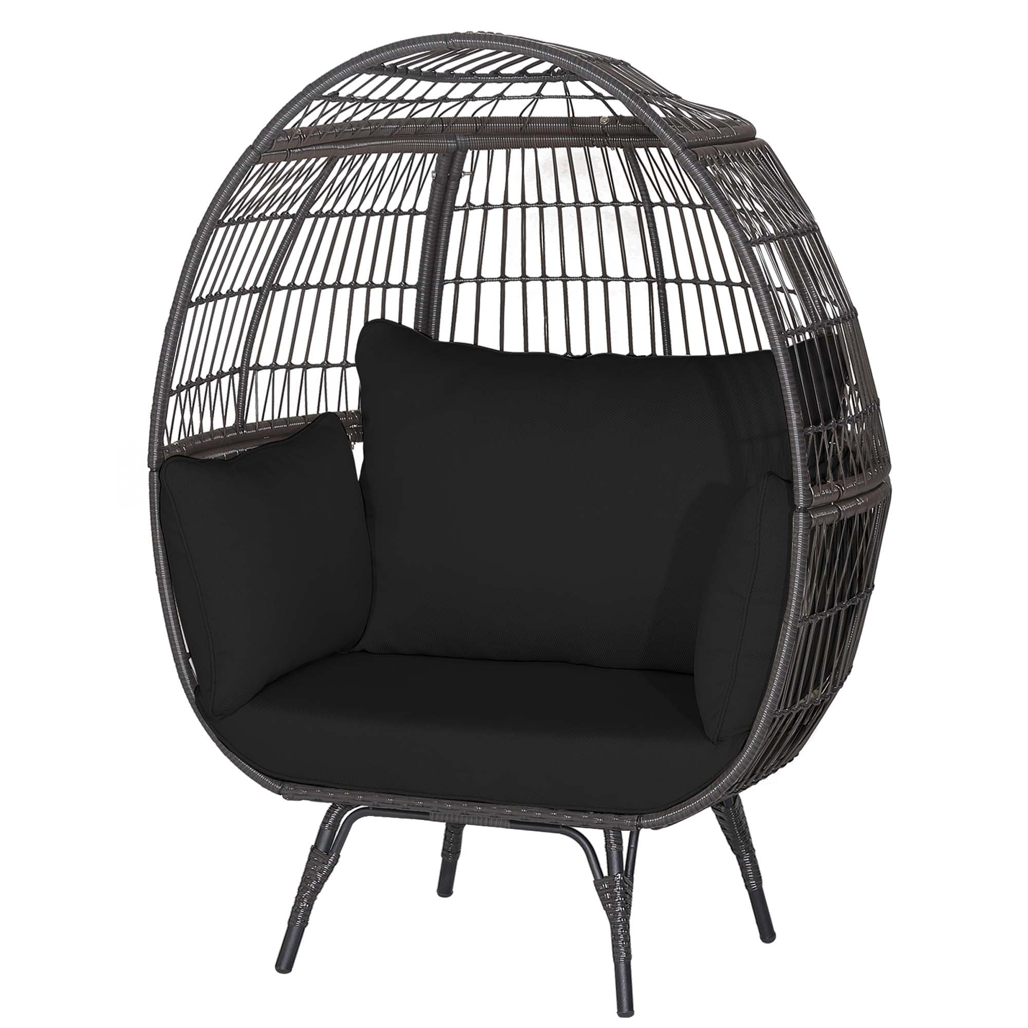 Ensemble Fauteuil œuf + Ottoman COSTWAY - Support 205 Kg - Rotin PE - Dimensions 110x82x145 Cm - 8