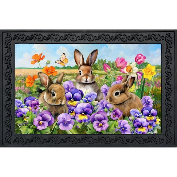 Briarwood Lane Spring Doormat 30x18 Indoor Outdoor Spring Bunny Trio For Spring Doormat