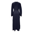 thumbnail image 4 of CIENVNSTG Midi Dresses for Women Formal Long Sleeves V Neck Bridesmaid Dresses Wedding Side Slit Flowy Chiffon Evening Formal Dresses Sexy Formal Dresses Navy XL, 4 of 5