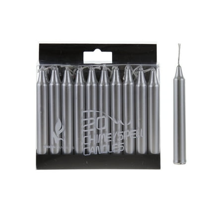 - Mega Candles - Unscented 4 Inch Mini Chime Ritual Spell Taper Candles - Silver, Set of 20