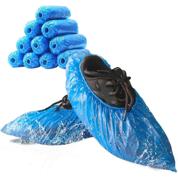 Disposable Shoe Covers Non Slip Shoes Covers 100 Pack Waterproof and Recyclable Shoe Booties for Indoor Guest Visitor Real Estate Workplace Blue