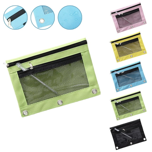 Shkhoas Grande Capacité Trousse à Crayons Pochette à Fermeture Éclair Trousse à Crayons Multifonctionnelle avec 2 Compartiments Boîte à Crayons Double Poche Fenêtre Transparente Trousse à Crayons pour Filles Garçons, Vert