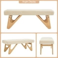 thumbnail image 4 of Zesthouse 48.8″ Linen Upholstered Bench for Bedroom End of Bed, Mid-Century Modern Entryway Bench with Padded Seat, Natural Boomerang Legs, Indoor and Hallway, Beige, 4 of 9