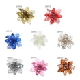 thumbnail image 4 of Matsuzay 10 piezas de flores artificiales de Navidad, flor de Pascua con purpurina, flor falsa reutilizable, manualidades DIY, fiesta de boda, Año Nuevo Kits de decoración para fiestas azul Matsuzay HA008610-03, 4 of 6