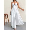 thumbnail image 2 of Women'S Maxi Summer Dresses Halter V Neck Beach Dresses for Women A-Line Casual Dress for Vacation White S, 2 of 5