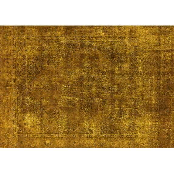 Ahgly Company Machine Washable Indoor Rectangle Oriental Yellow Industrial Area Rugs, 5' x 8'