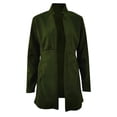 thumbnail image 4 of Women Autumn And Winter Solid Color Temperament Warm Slim Long Sleeve Pocket Woolen Coat Winter Jackets Women Long Wool Coat Womens Business Elegant Womens Coats Long Straight Coat Solid Coat Women, 4 of 6