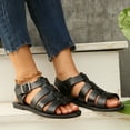 thumbnail image 6 of LOVZFMLL Flat Sandals for Women Ankle Strap Open Toe Roman Sandals Summer Leather Dressy Sandals for Casual Beach Walking Travel Black 5.5, 6 of 9