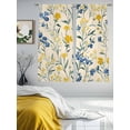 thumbnail image 3 of Seasonal Botanical Blooms Sheer Curtains 72 Inch Length 2 Panels Set, Blue Yellow Flowers Voile Window Treatment Rod Pocket Curtains Sheers Drapes for Bedroom/Living Room/Kitchen 52"x72"x2, 3 of 7