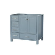 ARIEL CAMBRIDGE 36 IN. RIGHT OFFSET SINGLE SINK BASE CABINET IN GREY