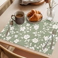 thumbnail image 3 of White Spring Floral Placemats Set of 4 Summer Flowers Sage Green Pastoral Place Mats Indoor Wipeable Table Mats Washable Cloth Dining Table Placemats for Kitchen Holiday Party Home Decor 13x19 Inch, 3 of 9