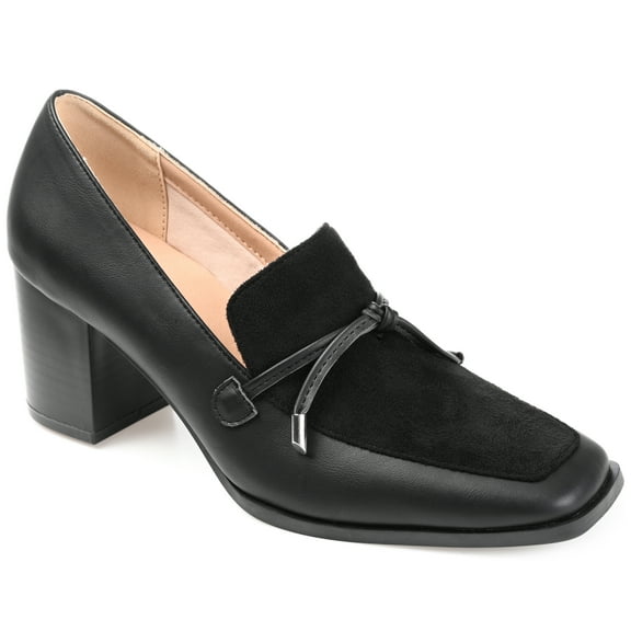 Journee Womens Crawford Square Toe Mid Stacked Heel Pumps